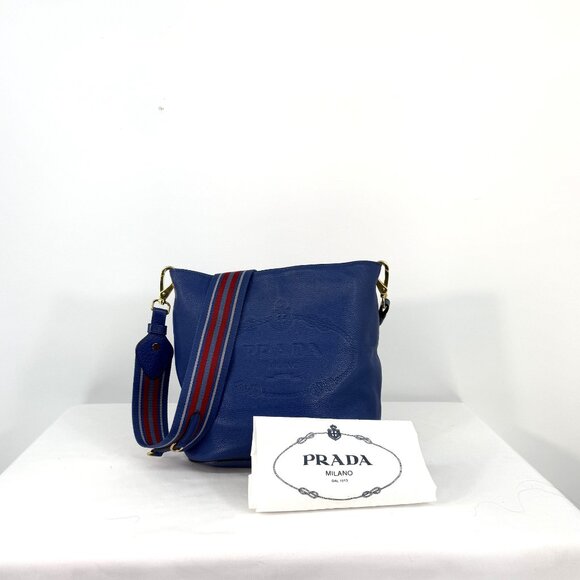 Prada Bucket Logo Bag Blue - Picture 3 of 13